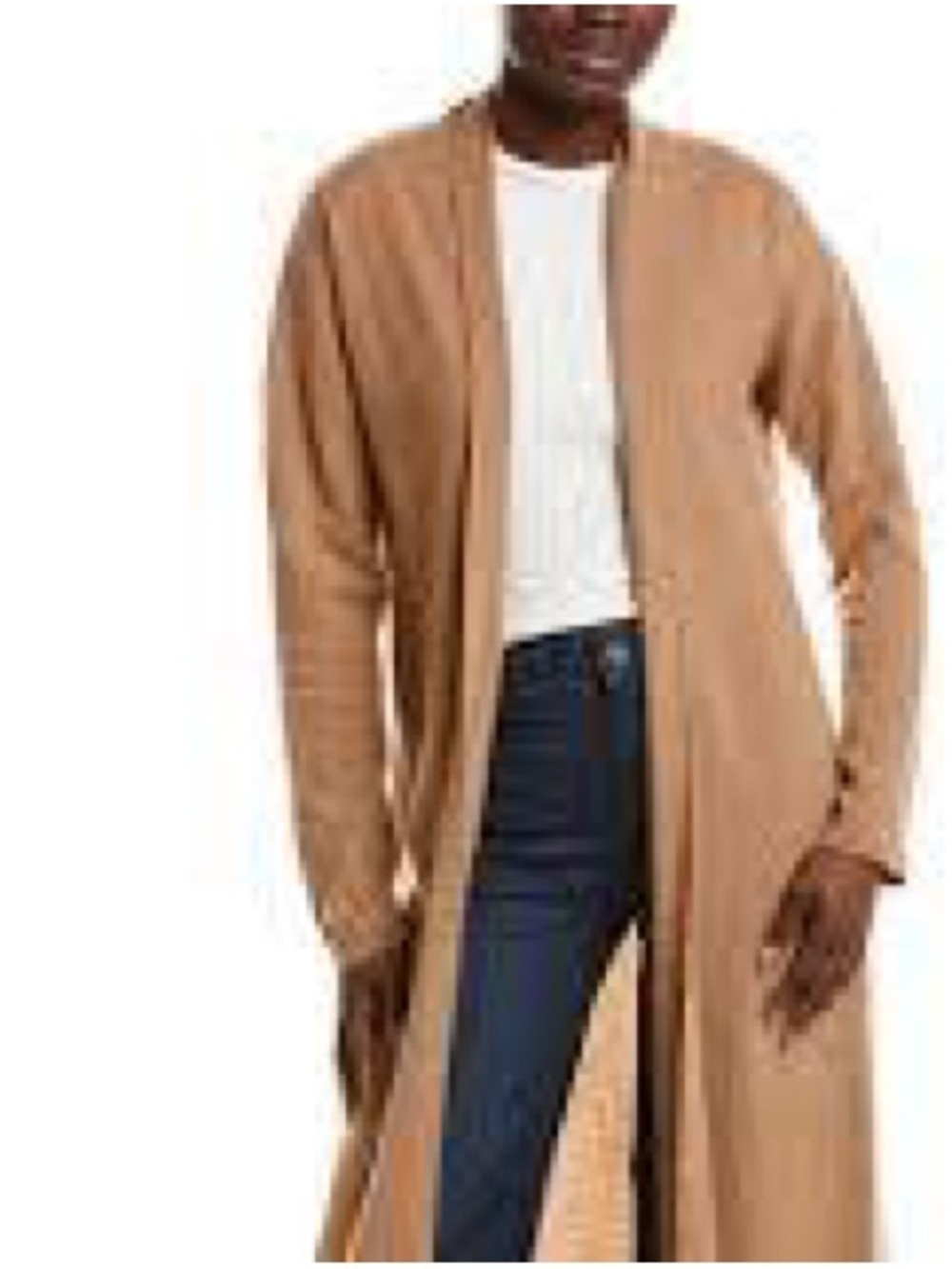 NAADAM Long Button-Front Duster Cardigan in Camel MAXI XS
